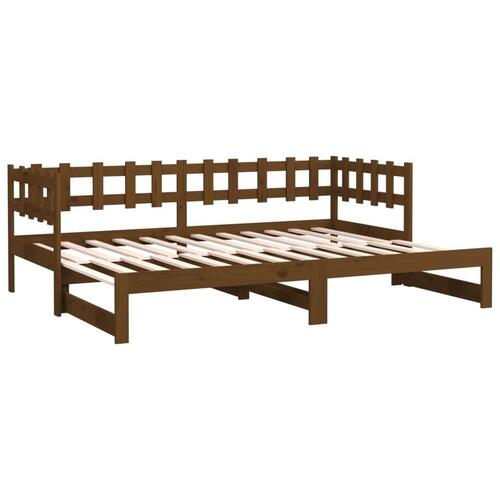Daybed med udtræk 2x(80x200) cm massivt fyrretræ gyldenbrun
