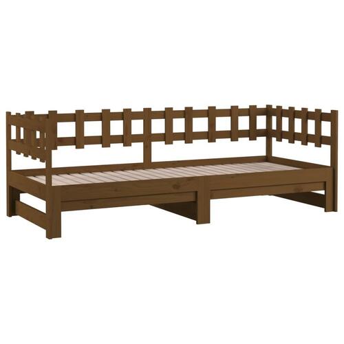 Daybed med udtræk 2x(80x200) cm massivt fyrretræ gyldenbrun