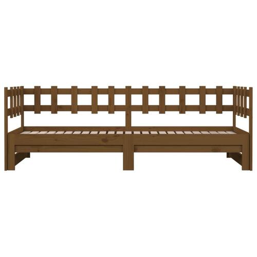 Daybed med udtræk 2x(80x200) cm massivt fyrretræ gyldenbrun
