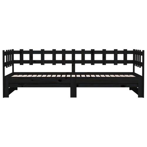 Daybed med udtræk 2x(80x200) cm massivt fyrretræ sort