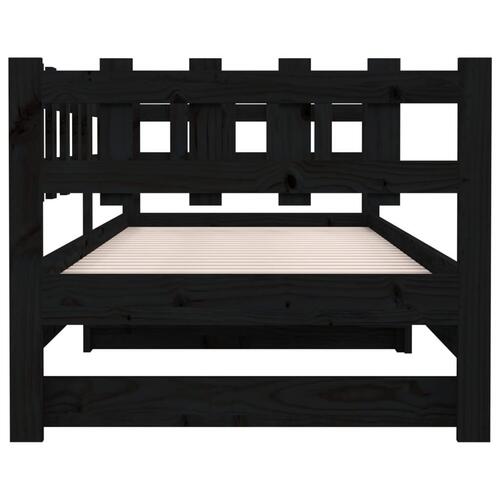 Daybed med udtræk 2x(80x200) cm massivt fyrretræ sort