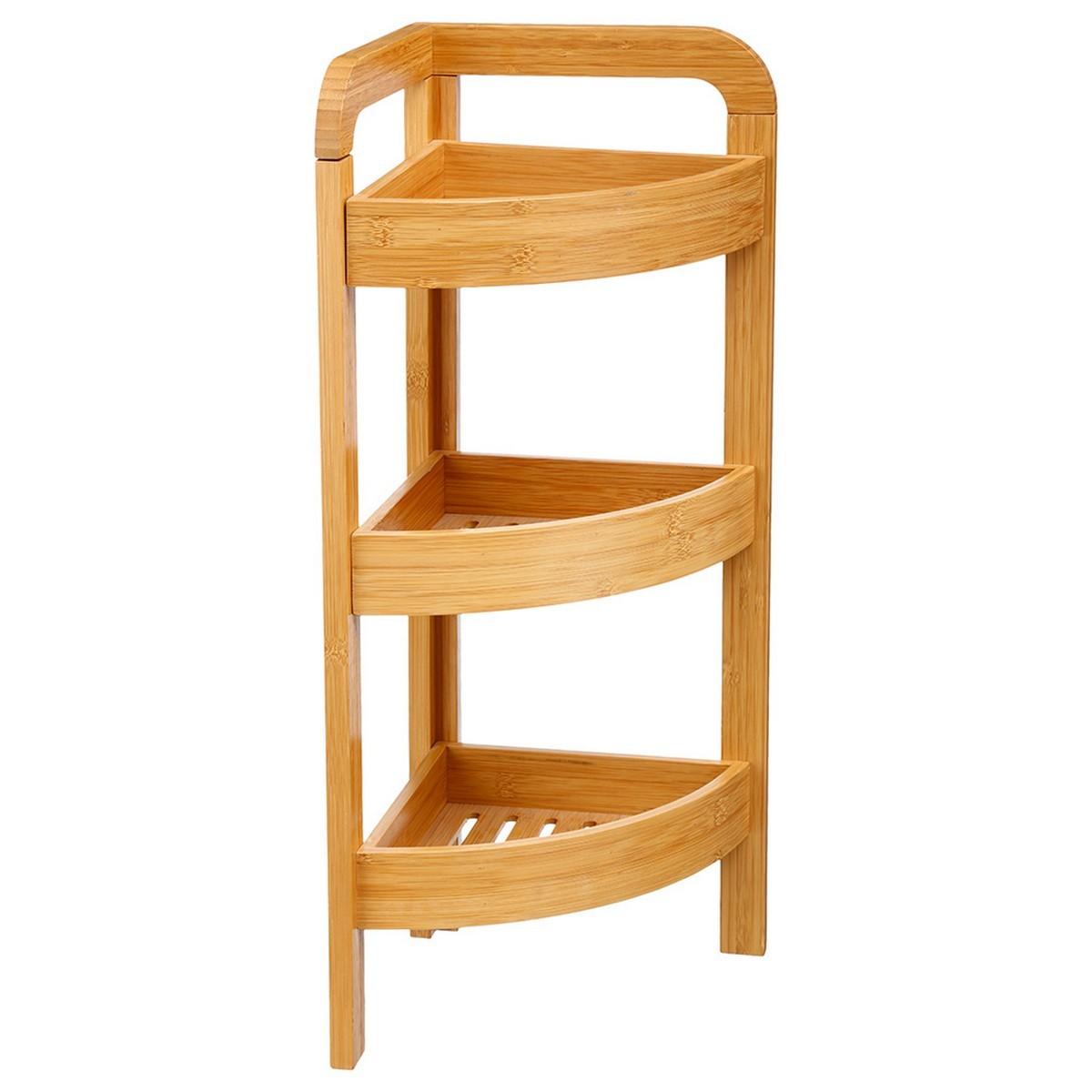 5five Simply Smart hjørnemøbel i bambus, brun - 23 × 23 × 61 cm, 3 hylder