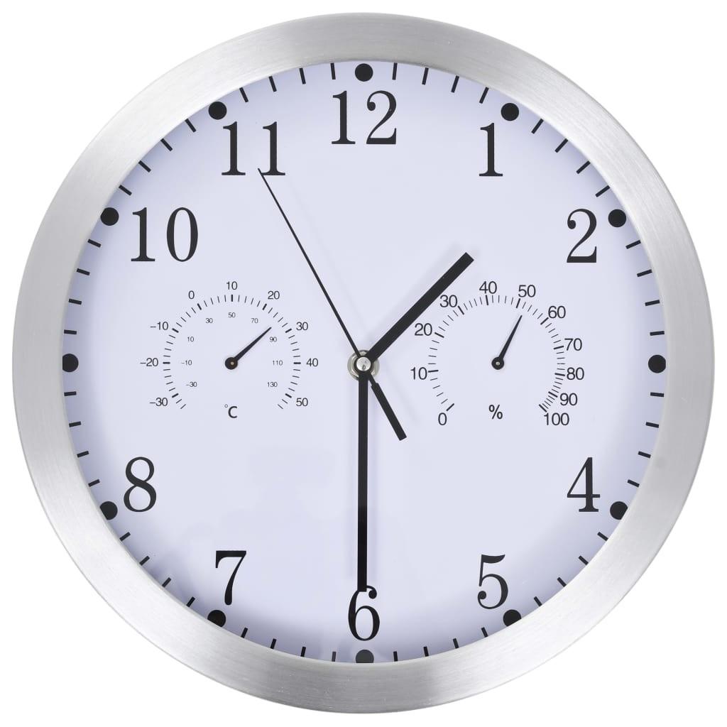 Vægur med kvarts-urværk hygrometer og termometer 30 cm hvid
