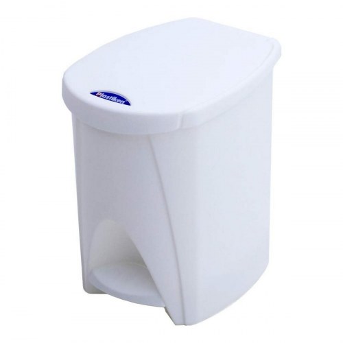 Plastiken affaldsspand med pedal, hvid PVC, 7 l