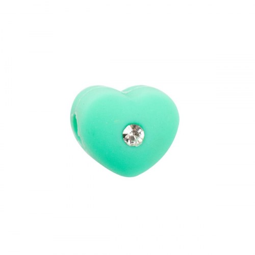 SABZ035 hjerte-perle i silikone, grøn - 1 cm