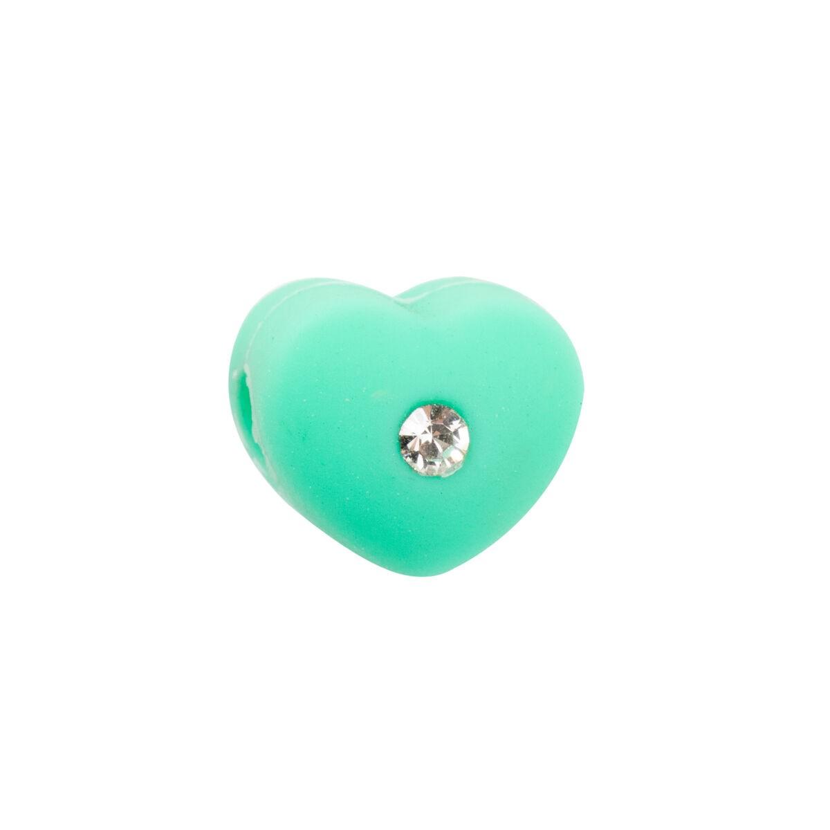 SABZ035 hjerte-perle i silikone, grøn - 1 cm