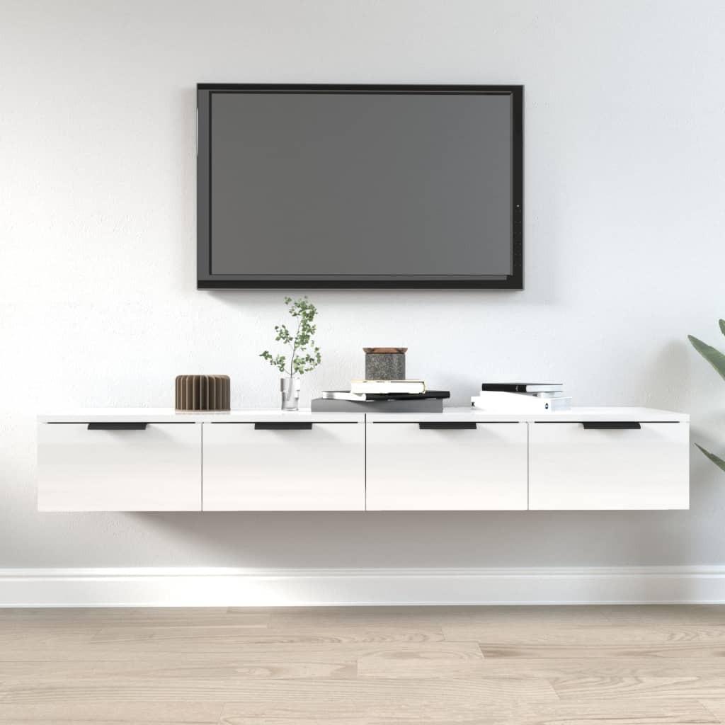 Vægskabe 2 stk. 68x30x20 cm konstrueret træ hvid højglans