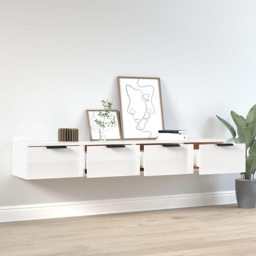 Vægskabe 2 stk. 68x30x20 cm konstrueret træ hvid højglans