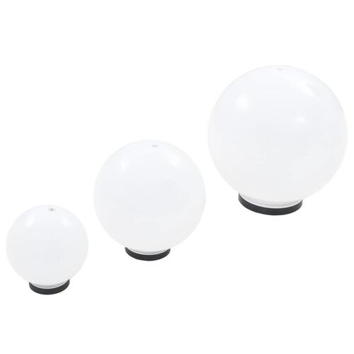 LED-kuglelampesæt 3 dele kugleformet 20/30/40 cm PMMA