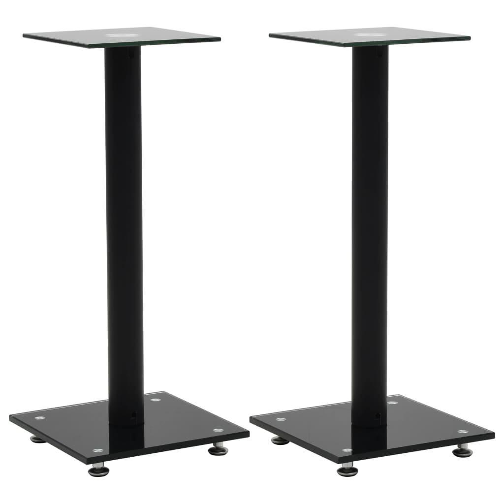 Højtalerstativer 2 stk. hærdet glas 1 søjledesign sort