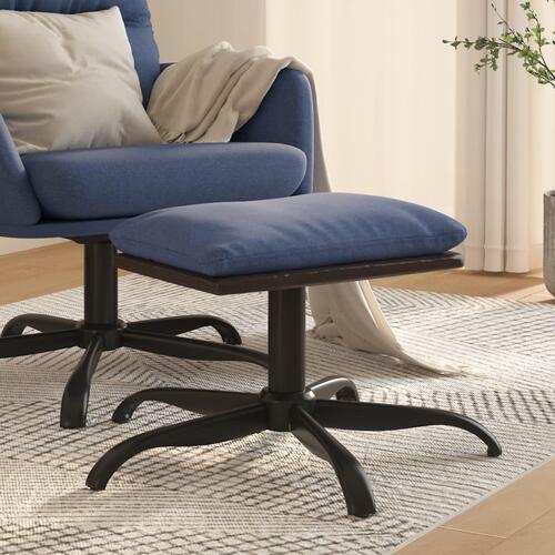 Fodskammel 60x60x36 cm stof og kunstlæder blå