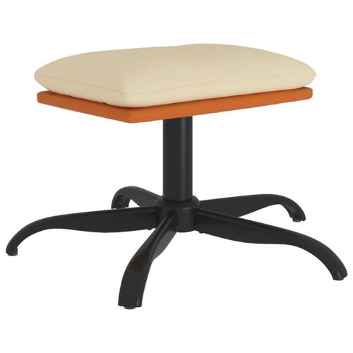 Fodskammel 60x60x36 cm stof og kunstlæder cremefarvet