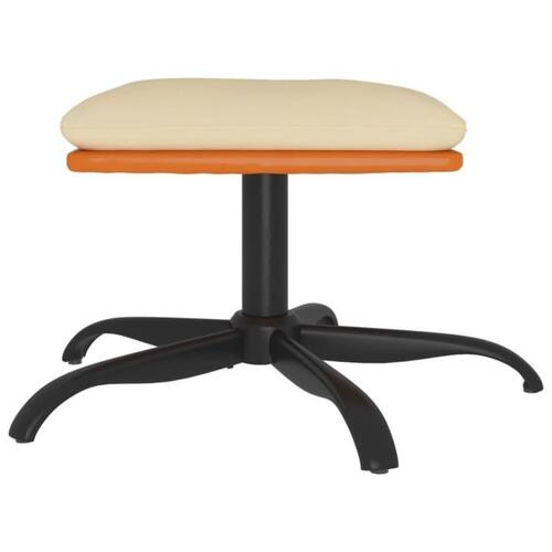 Fodskammel 60x60x36 cm stof og kunstlæder cremefarvet