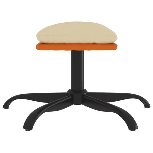 Fodskammel 60x60x36 cm stof og kunstlæder cremefarvet