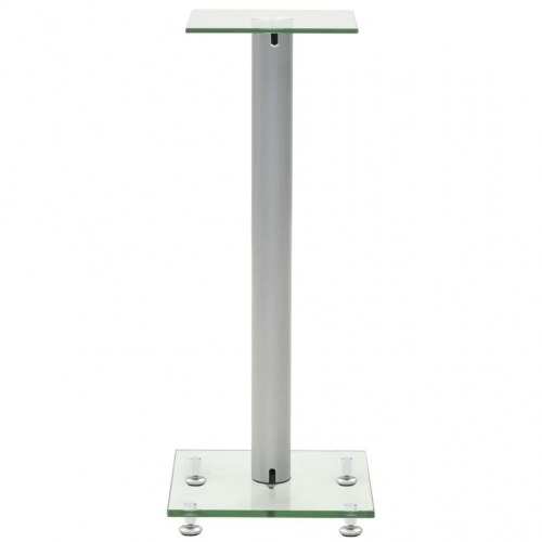 Højtalerstativer 2 stk. hærdet glas 1 søjledesign sølvfarvet