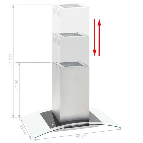 Ø-emhætte 90 cm LCD-display touchsensor 756 m³/t. LED