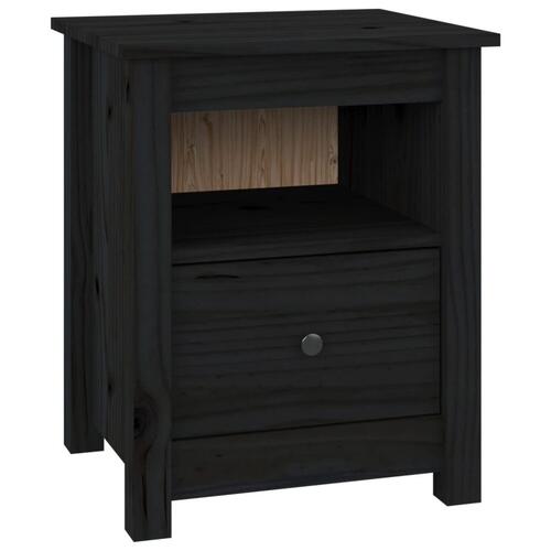 Sengebord 40x35x49 cm massivt fyrretræ sort