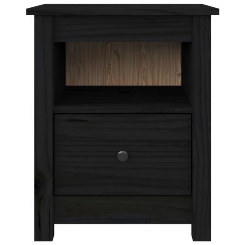 Sengebord 40x35x49 cm massivt fyrretræ sort