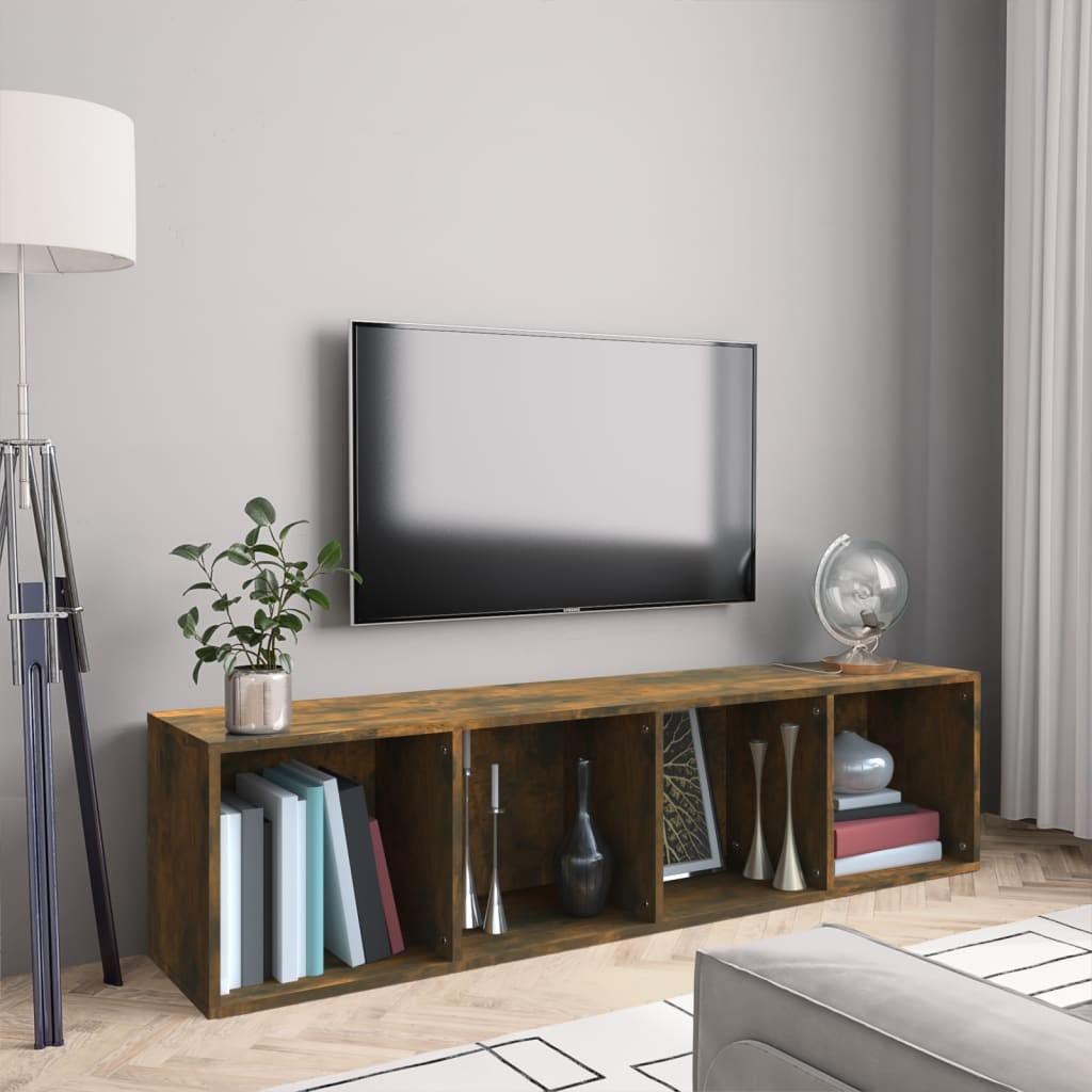 Bogreol/tv-skab 143x30x36 cm konstrueret træ røget egetræsfarve