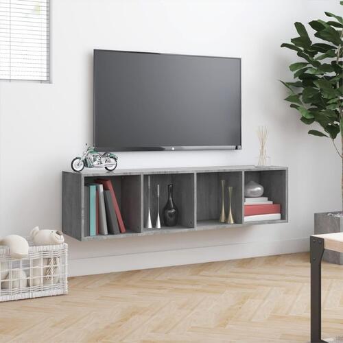 Bogreol/tv-bord 143x30x36 cm konstrueret træ grå sonoma-eg