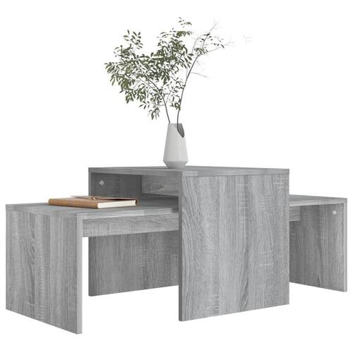 Sofabordssæt 100x48x40 cm konstrueret træ grå sonoma-eg