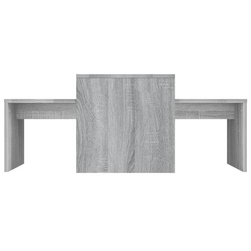Sofabordssæt 100x48x40 cm konstrueret træ grå sonoma-eg