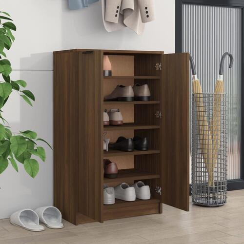 Skoskab 59x35x100 cm konstrueret træ brun egetræsfarve