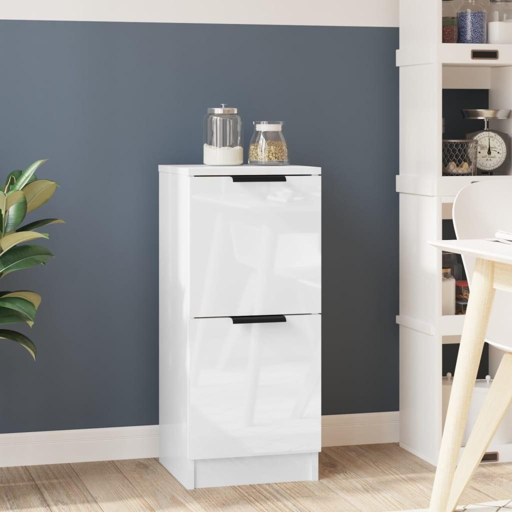 Skænk 30x30x70 cm konstrueret træ hvid højglans
