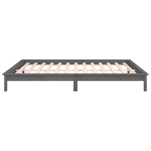 Sengeramme med LED-lys 120x200 cm massivt træ grå