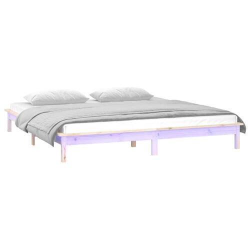Sengeramme med LED-lys 140x200 cm massivt træ