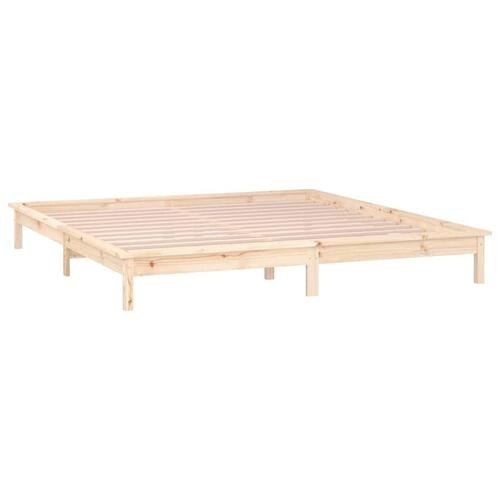 Sengeramme med LED-lys 140x200 cm massivt træ