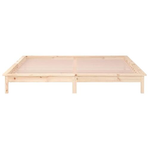 Sengeramme med LED-lys 140x200 cm massivt træ