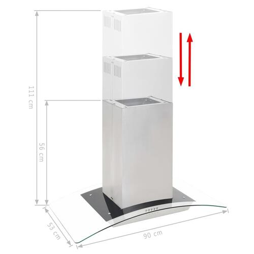 Ø-emhætte 90 cm rustfrit stål 756 m³/t LED