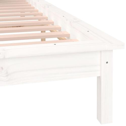 Sengeramme med LED-lys 140x190 cm massivt træ hvid