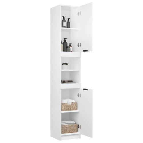 Badeværelsesskab 32x34x188,5 cm konstrueret træ hvid højglans