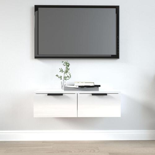 Vægskab 68x30x20 cm konstrueret træ hvid højglans