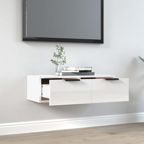 Vægskab 68x30x20 cm konstrueret træ hvid højglans