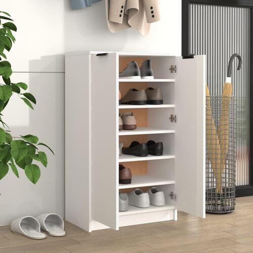 Skoskab 59x35x100 cm konstrueret træ hvid