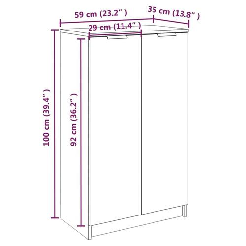 Skoskab 59x35x100 cm konstrueret træ sonoma-eg