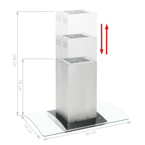 Ø-emhætte 90 cm rustfrit stål 756 m³/t. LED