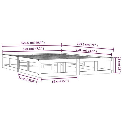 Sengeramme 120x190 cm Small Double massivt træ gyldenbrun