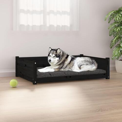 Hundeseng 105,5x75,5x28 cm massivt fyrretræ sort