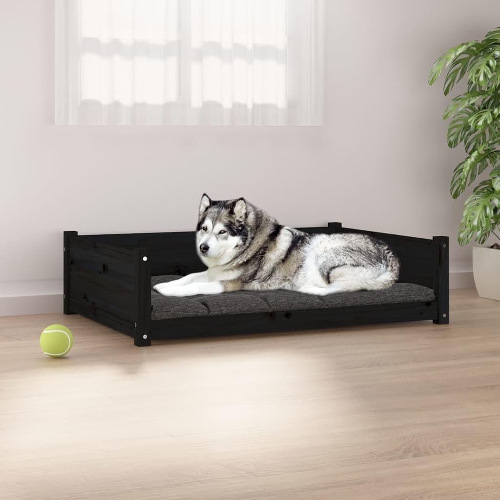 Hundeseng 105,5x75,5x28 cm massivt fyrretræ sort
