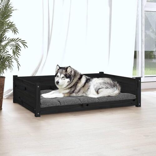 Hundeseng 105,5x75,5x28 cm massivt fyrretræ sort