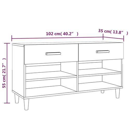 Skoreol 102x35x55 cm konstrueret træ brun egetræsfarve