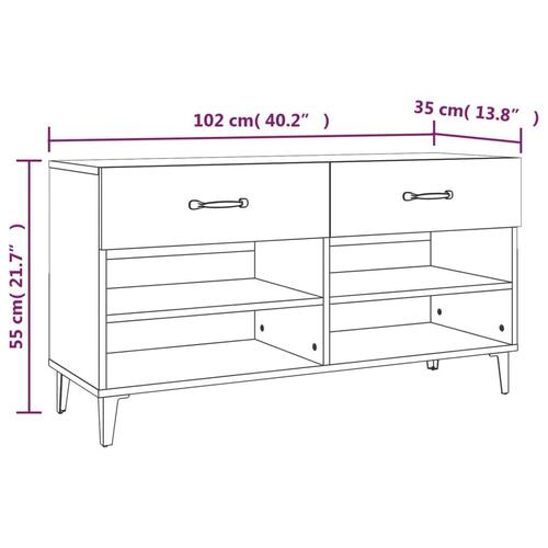 Skoreol 102x35x55 cm konstrueret træ grå sonoma-eg