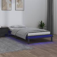 Sengeramme med LED-lys 75x190 cm Small Single massivt træ grå