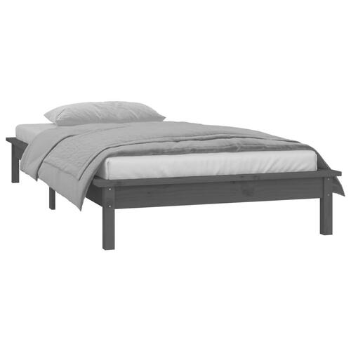 Sengeramme med LED-lys 75x190 cm Small Single massivt træ grå