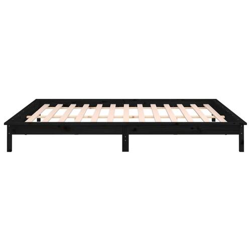 Sengeramme med LED-lys 120x190 cm Small Double massivt træ sort