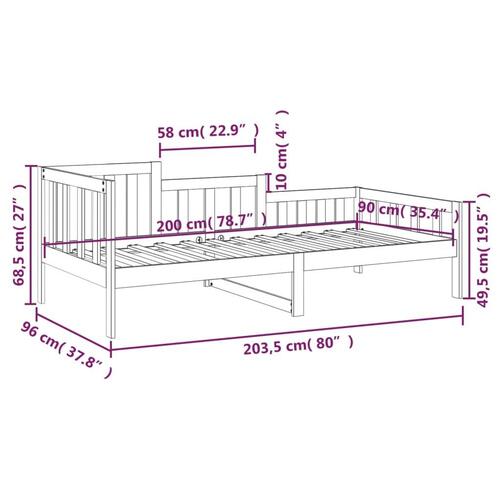 Daybed 90x200 cm massivt fyrretræ